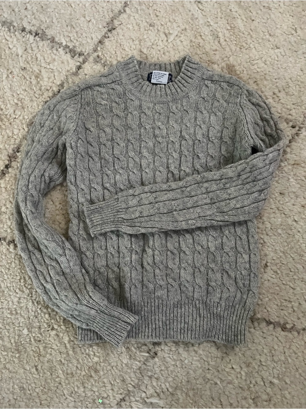Cozy 100% Wool Cable Knit Crewneck Sweater